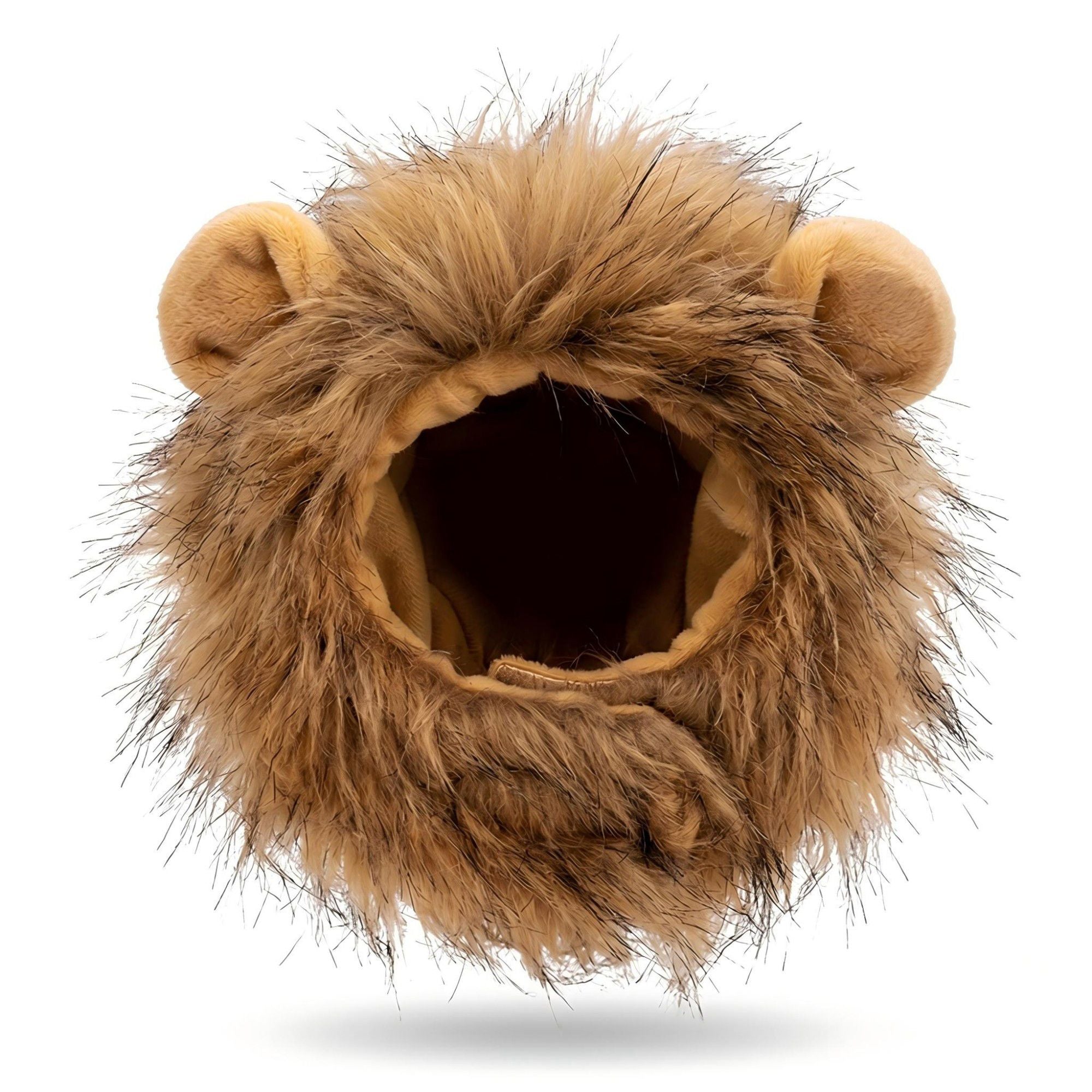 Pet Lion Mane Costume with Faux Fur Hood and Ear Detail Soft Plush Dress Up Outfit for Cats and Dogs
