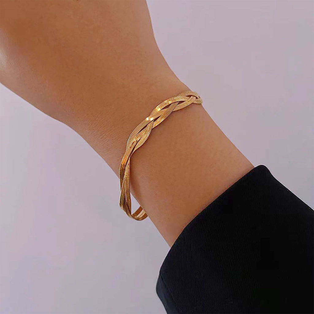 Women's Titanium Steel Braided Bracelet Adjustable Chain for Minimalist Daily Styling