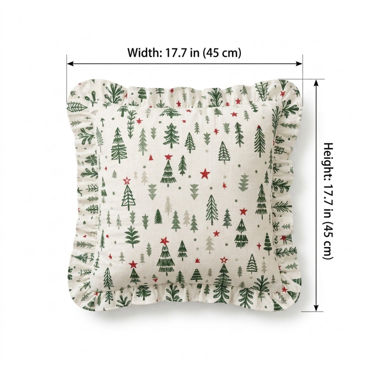 2 Pack Christmas Tree Ruffle Decorative Throw Pillow Covers