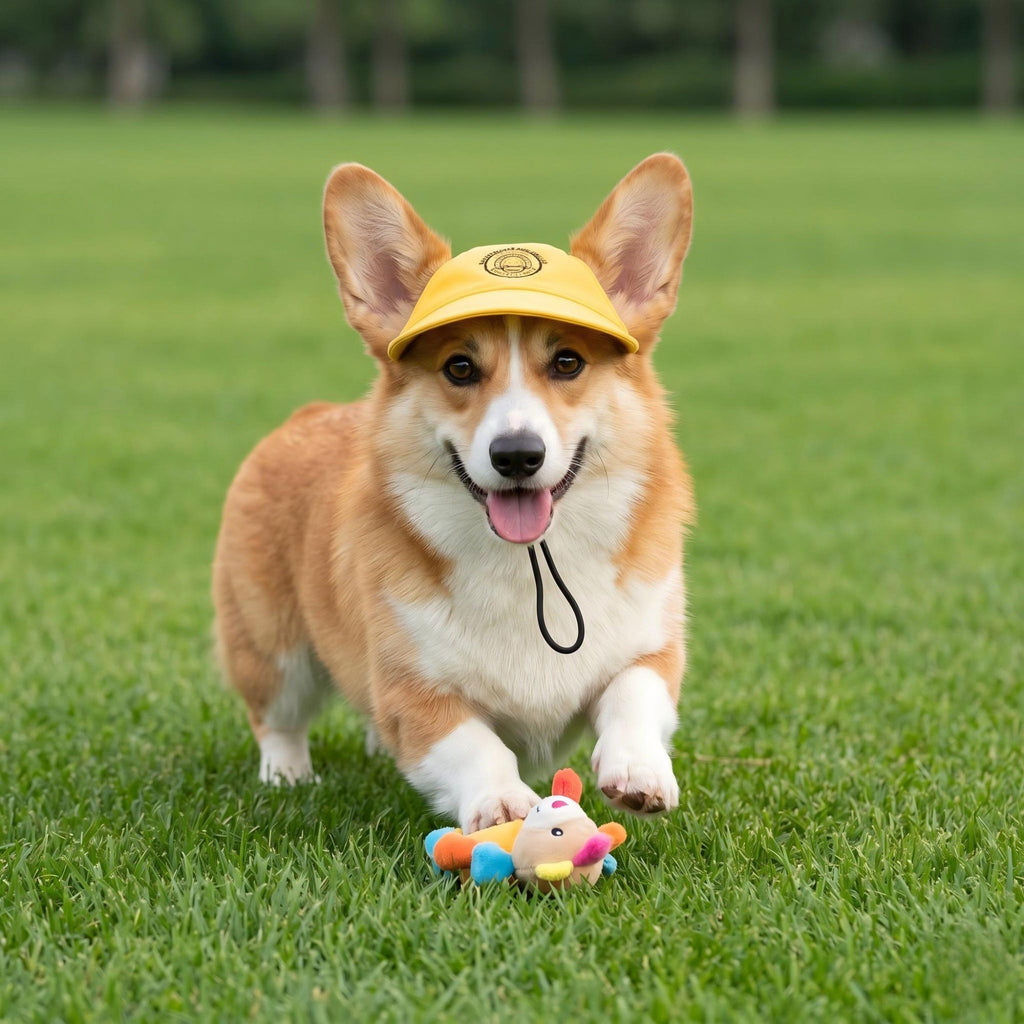 Pet Visor Sun Hat with Open Ear Design Adjustable Chin Strap Lightweight Outdoor Cap for Cats and Dogs