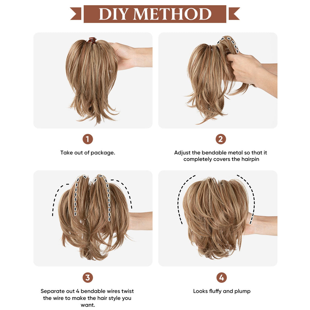 Tousled Layered Ponytail Fashion Hairpiece with Claw Clip Heat Resistant Synthetic Hair Natural Texture