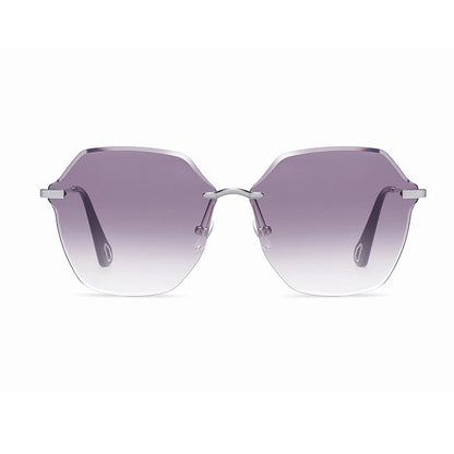 Anna-Kaci Women's Stylish Hexagonal Rimless Gradient Sunglasses for Fashion Looks