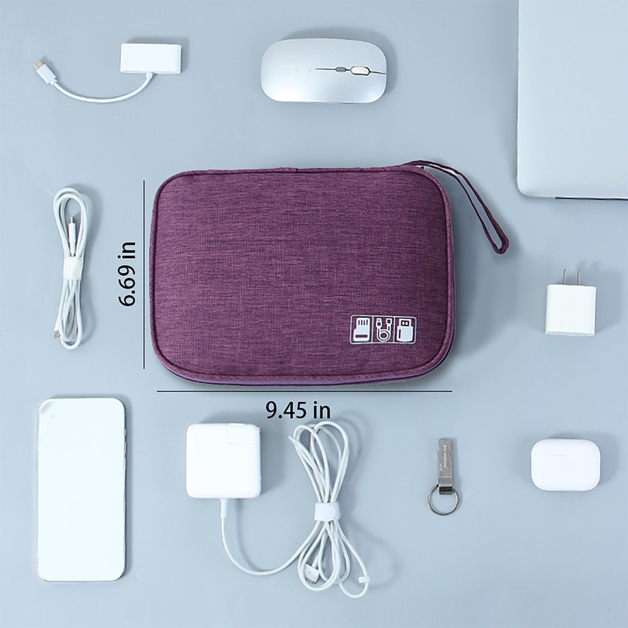 Electronic Organizer Case with Zipper Closure Cable Storage Pouch Portable Travel Tech Accessories Organizer Bag