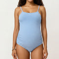 Anna-Kaci Swim Women's Maternity Ribbed One-Piece Swimsuit with Adjustable Straps and Front Ruched Detailing