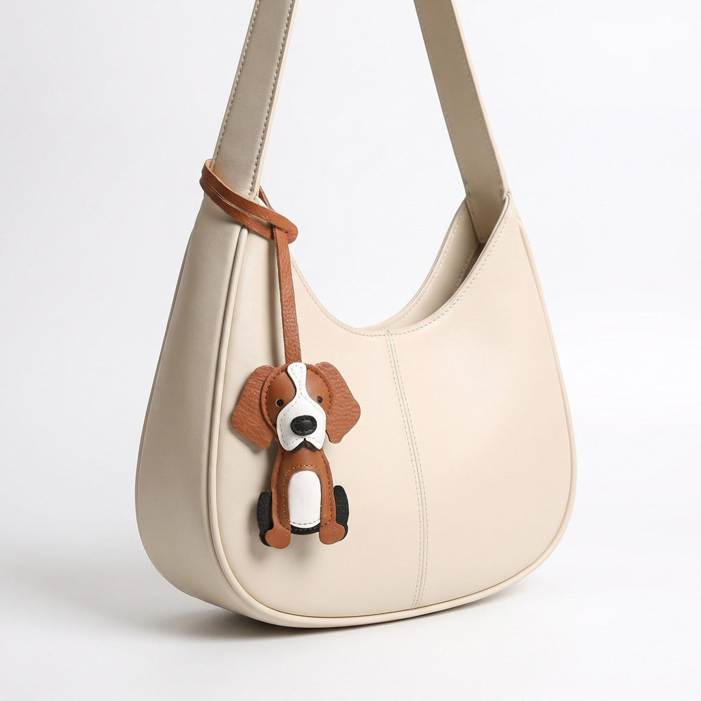 Puppy Dog Bag Charm with Faux Leather Strap