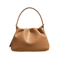 Gathered Leather Shoulder Pouch with Adjustable Strap Soft Pleated Silhouette and Minimalist Design