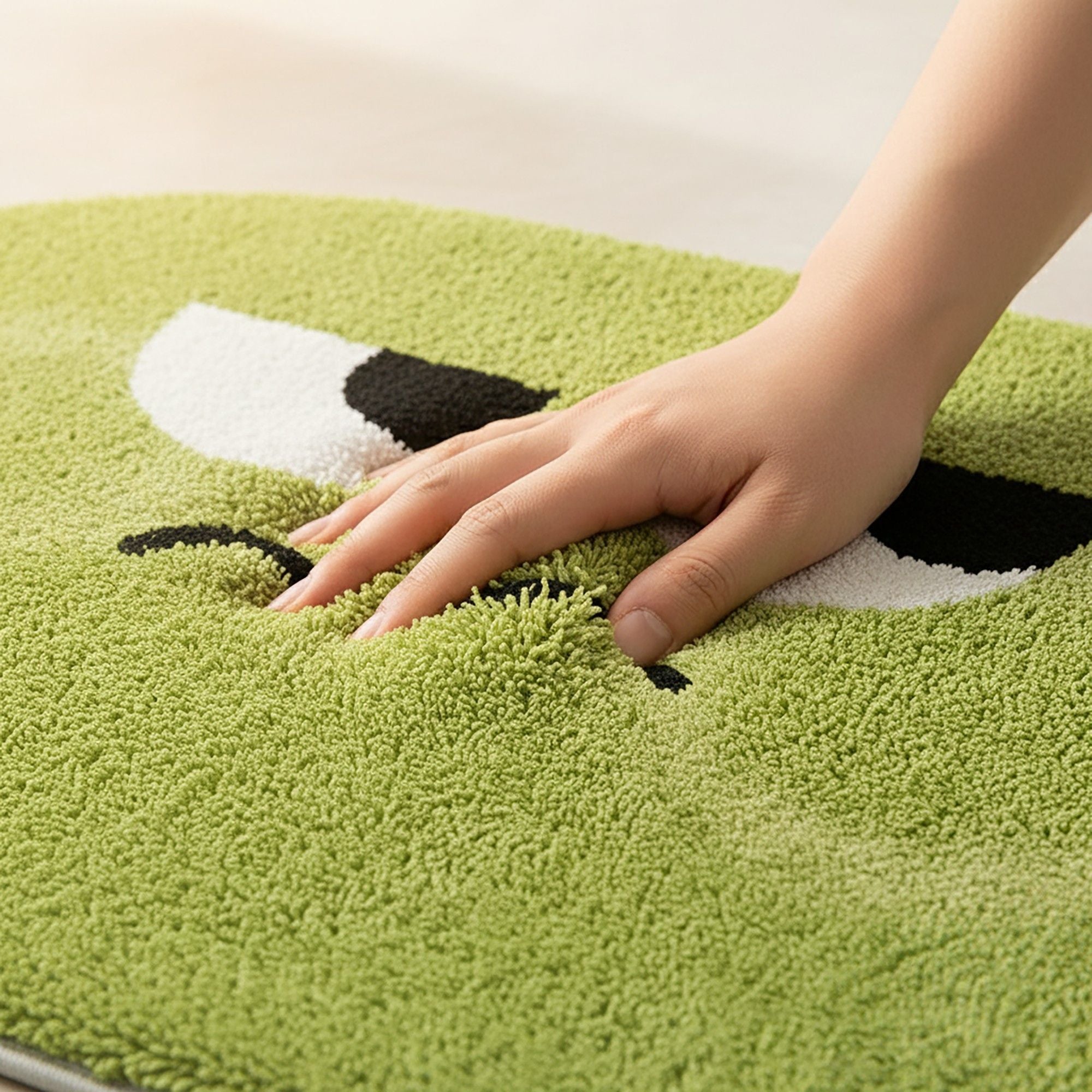 Cute Cartoon Face Tufted Floor Mat Soft Plush Non Slip Backing Decorative Indoor Rug for Entryway Bathroom Bedroom Kids Room