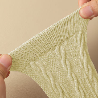 Anna-Kaci Women's Classic Crew Socks Cable-Knit Cotton for Casual Stability and Comfort 2 Pairs