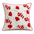 Christmas Santa Hat and Mitten Tufted Throw Pillow Cover