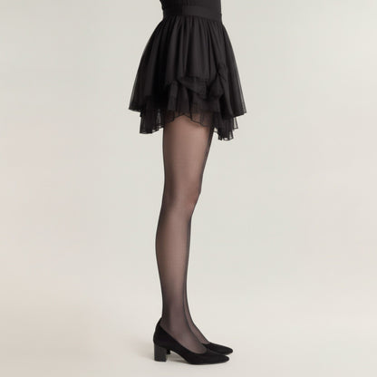 Anna-Kaci 2pcs Women's Sheer Full Length Tights with Decorative Bow Thigh Print and Soft Stretch Fit for Delicate Feminine Styling