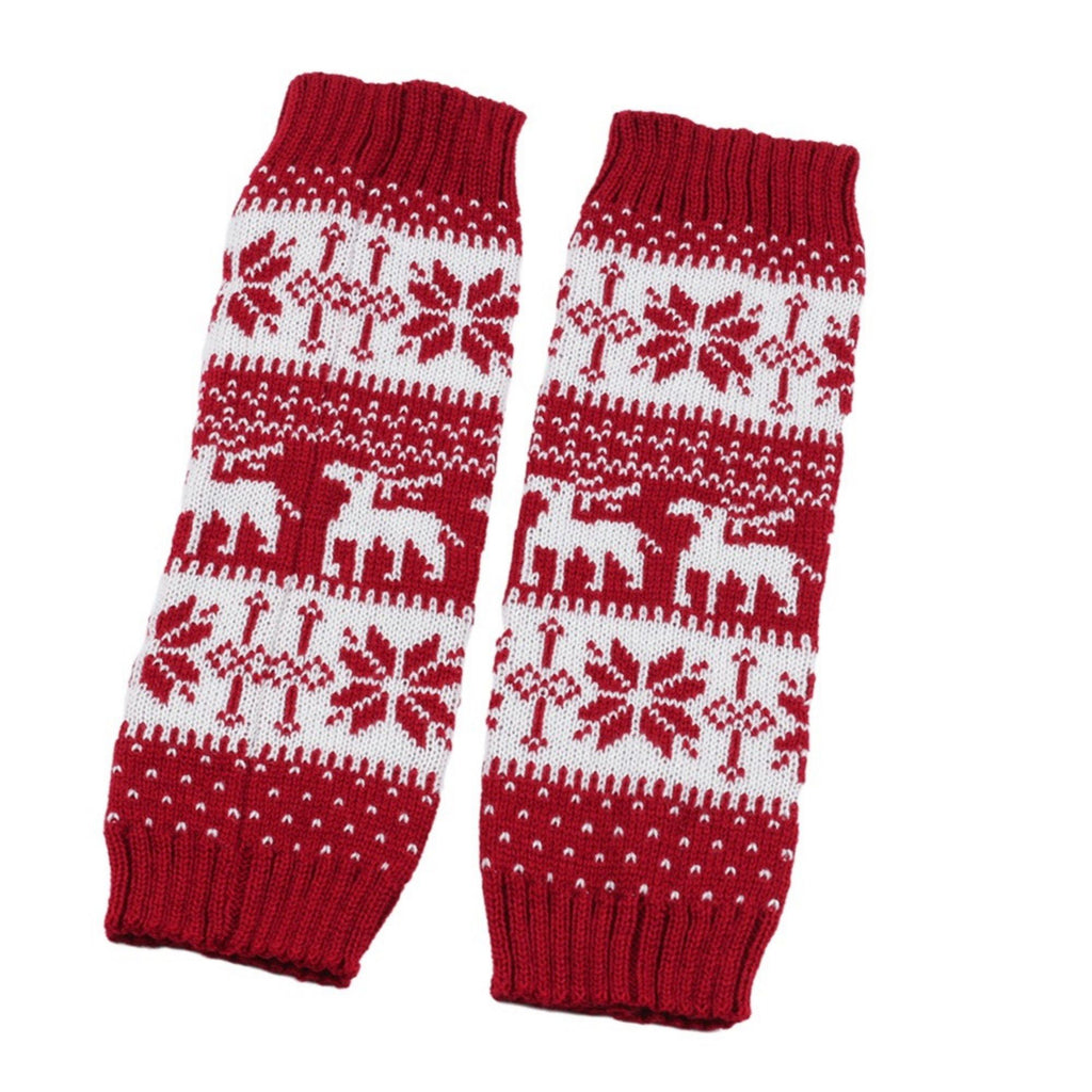 Anna-Kaci Fair Isle Knit Leg Warmers with Soft Stretch Ribbed Cuffs and Festive Patterned Design for Cozy Winter Layering