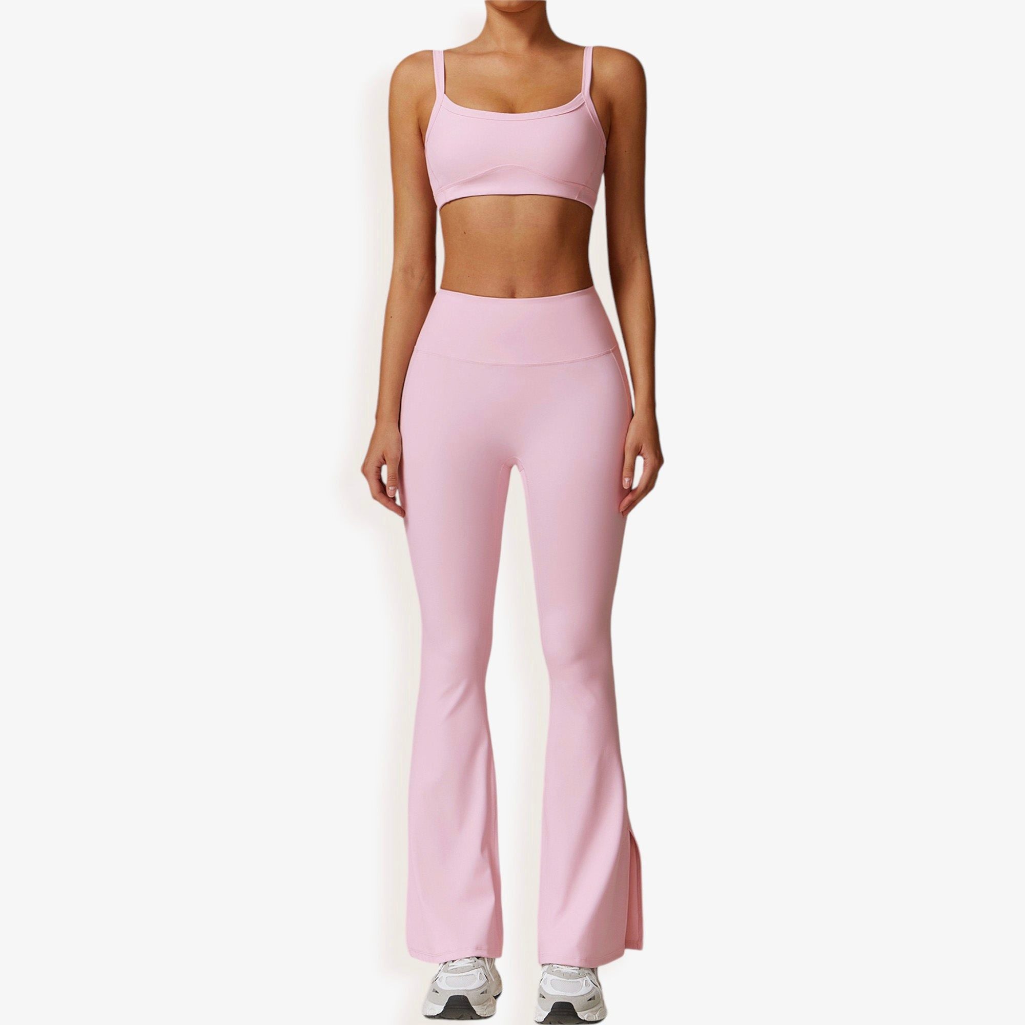 High Waist Flare Yoga Pants with Side Slit Hem for Active and Casual Wear