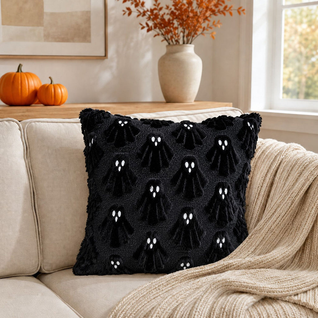 Halloween Tufted Ghost Throw Pillow Cover for Couch Bed and Chair