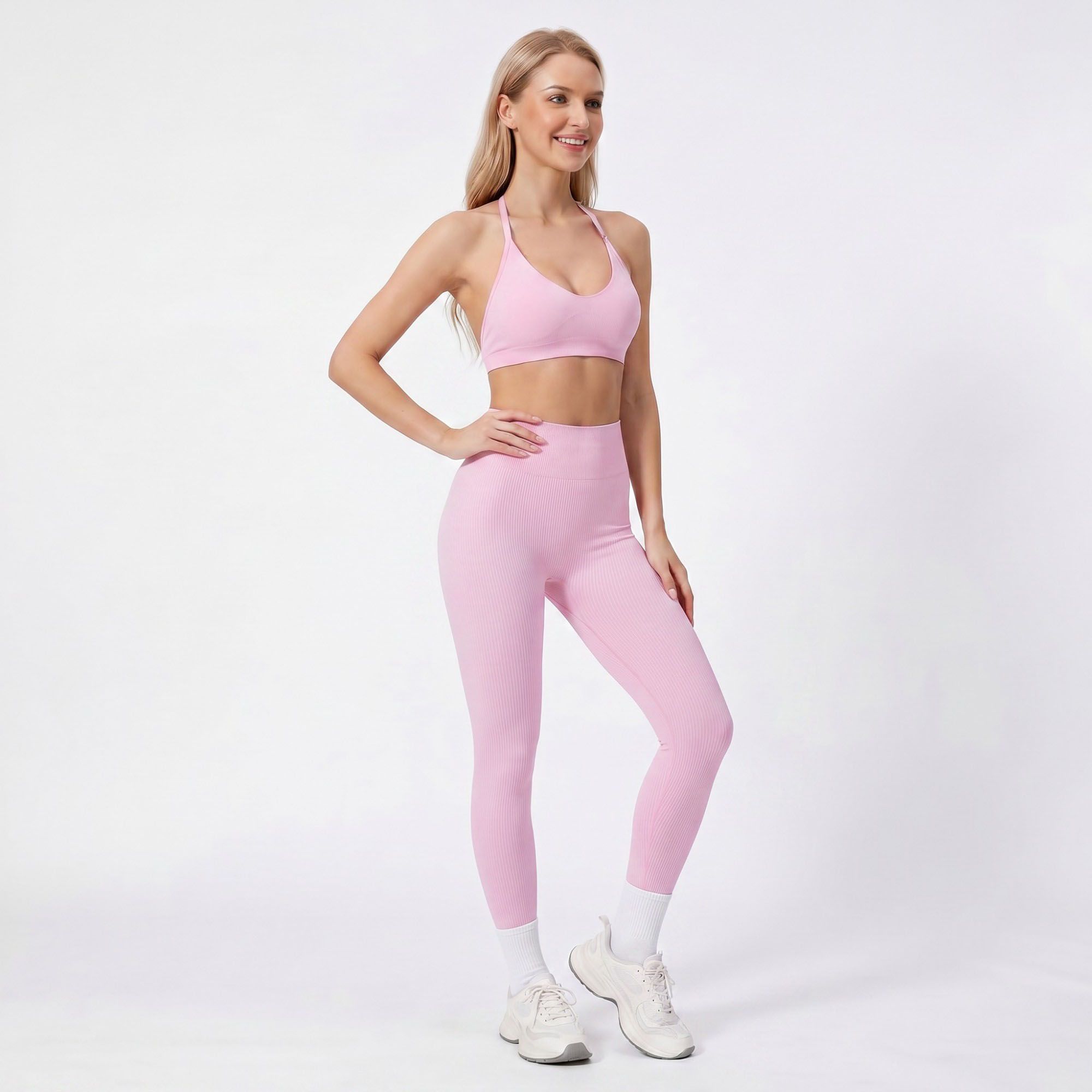 Padded Adjustable Strap Sports Bra Tank Top V Neck Workout Yoga Crop Top