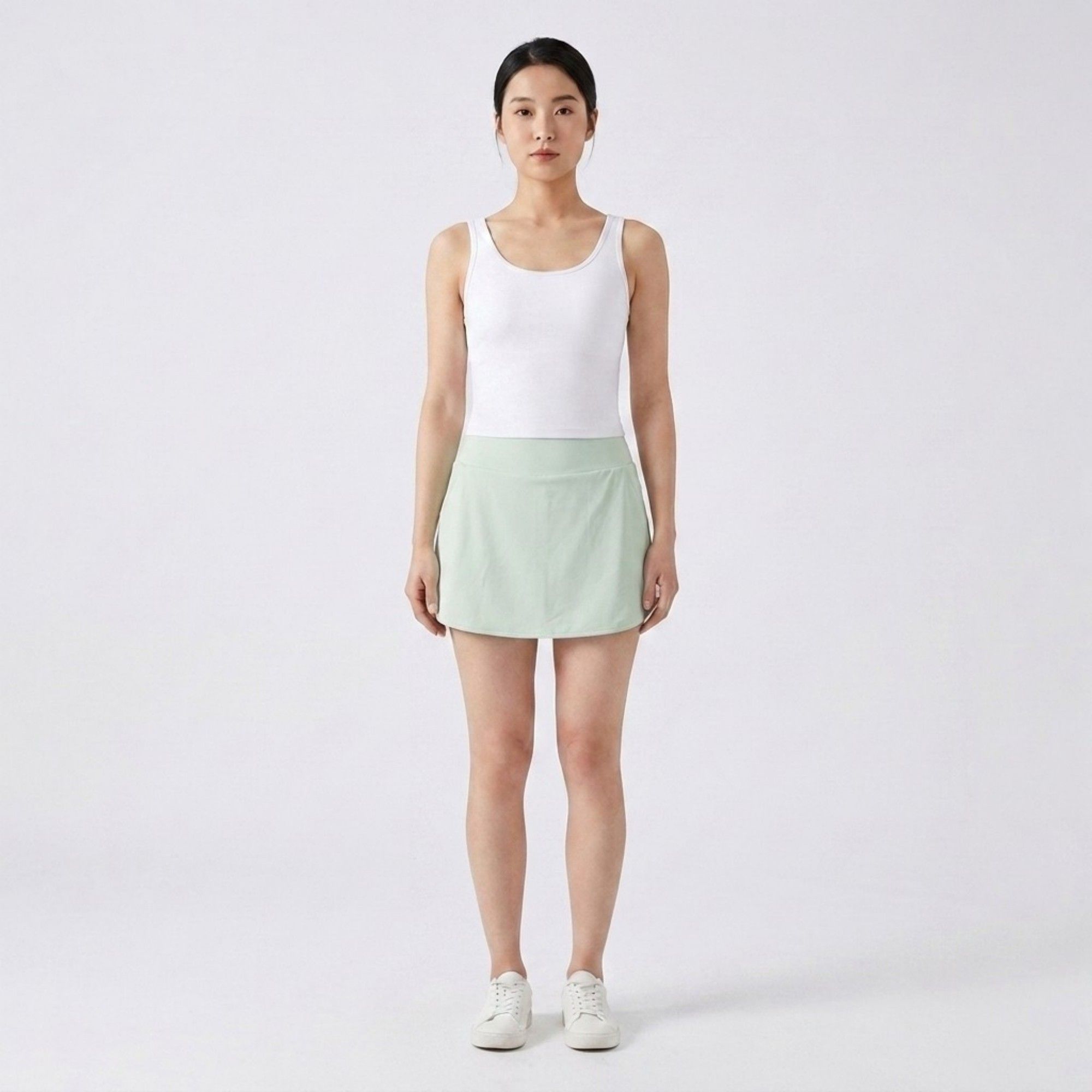 Anna-Kaci Active Women's High Waist Athletic Skort with Wide Waistband Curved Hem Smooth Stretch Knit and Built In Shorts