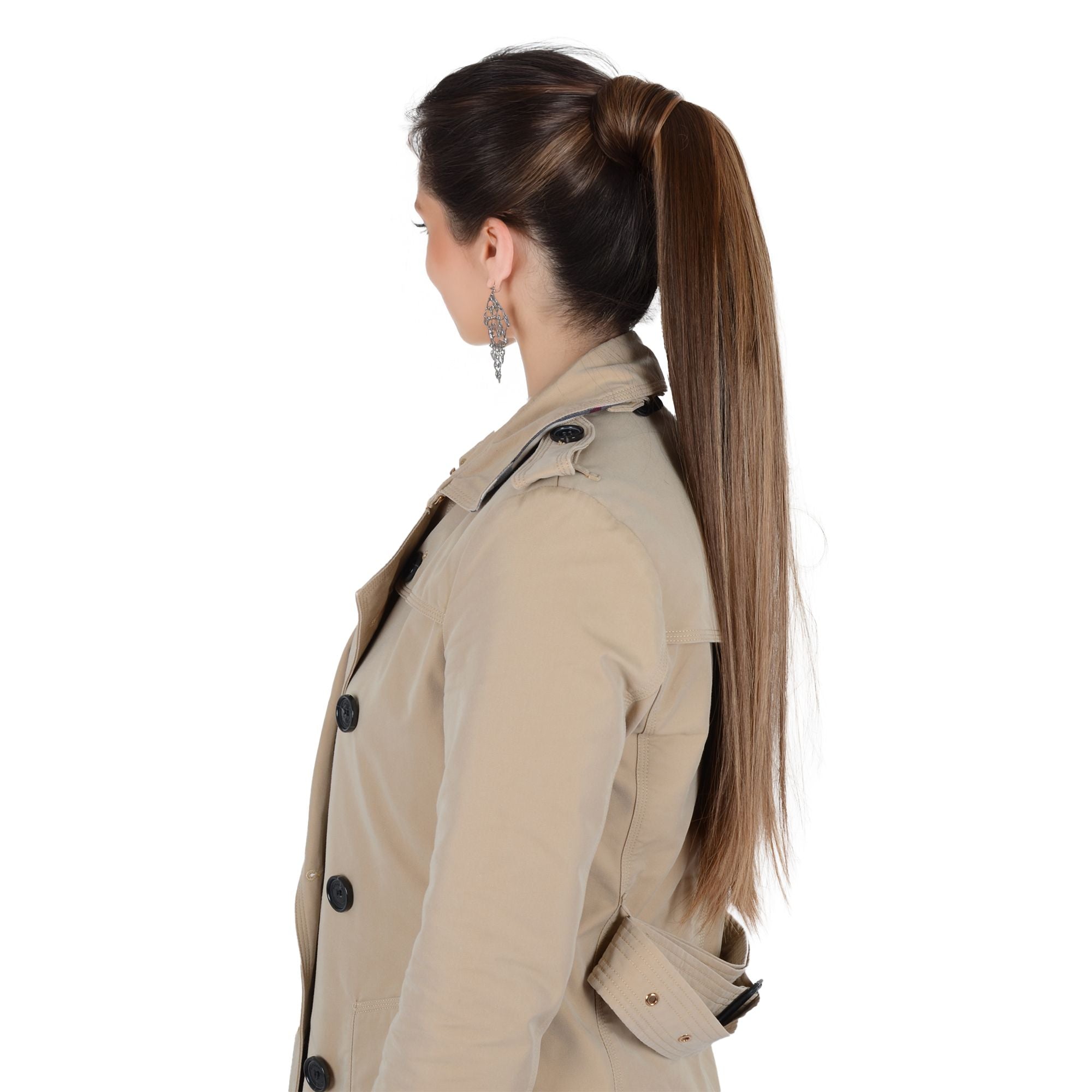 Straight Ponytail Extension - 24 Inch Long Straight Wrap Around Ponytail for Women Clip Ponytail Hair Extensions Synthetic