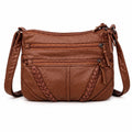 Multi-Pocket Crossbody Bag with Adjustable Strap and Braided Trim