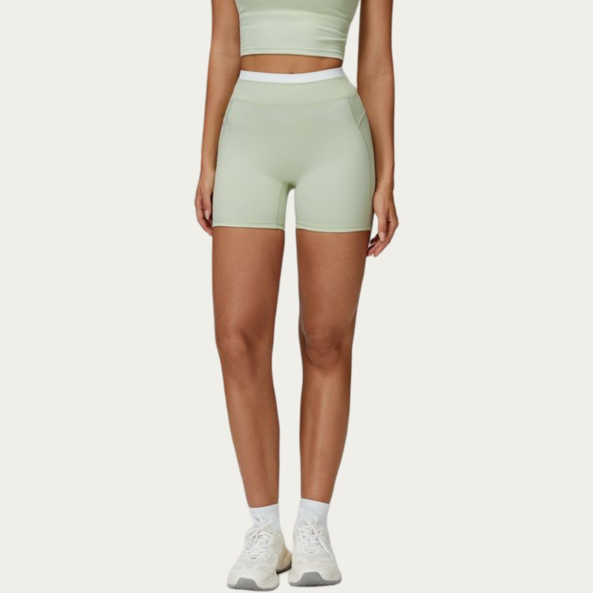 Anna-Kaci Active Women's High Waist Biker Shorts with Smooth Stretch Fabric and Contrast Waistband