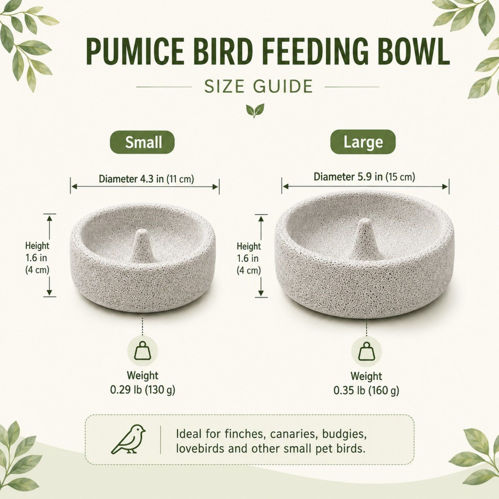 Pumice Bird Feeding & Grinding Bowl