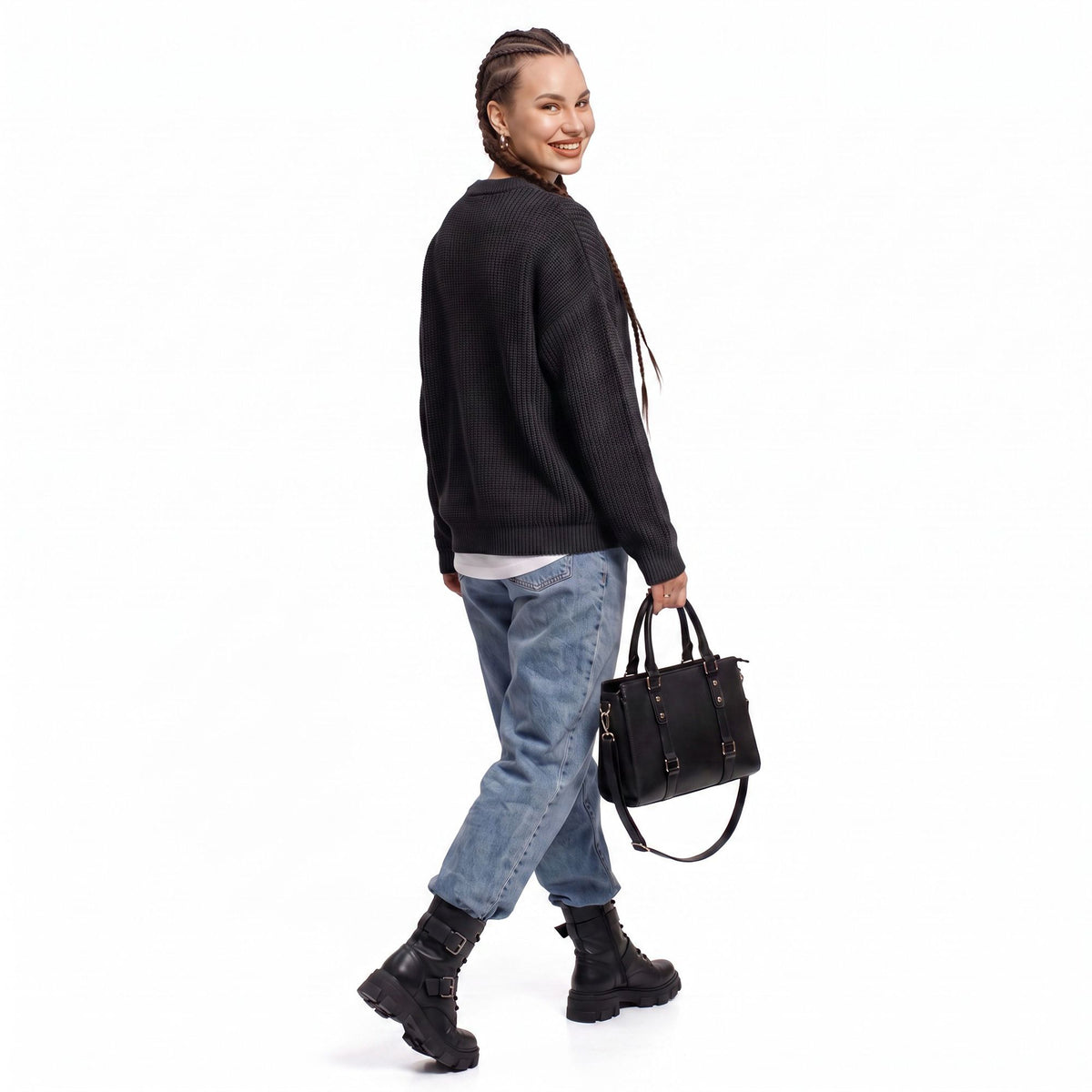 Oversized Chunky Knit Crewneck Pullover Sweater