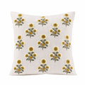 Square Floral Embroidered Throw Pillow Cover Textured Botanical Cushion
