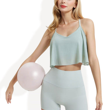 Flowy Spaghetti Strap Crop Top with Layered Design
