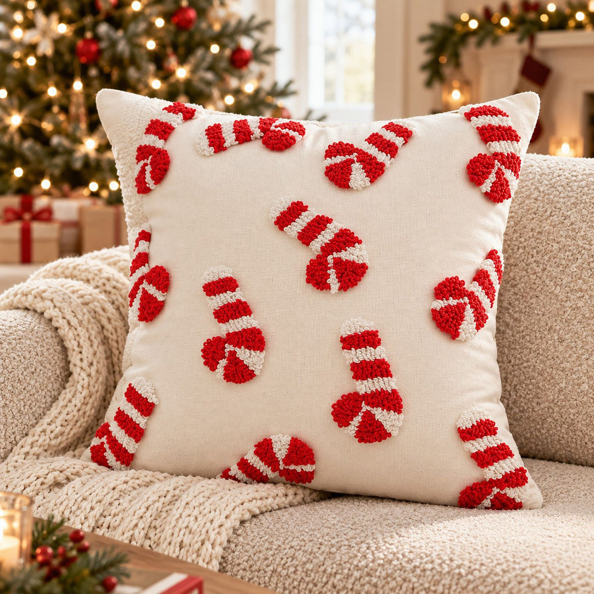 Christmas Tufted Decorative Throw Pillow Cover