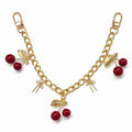 Cherry Charm Decorative Bag Chain with Double Clasps and Gold-Tone Hardware