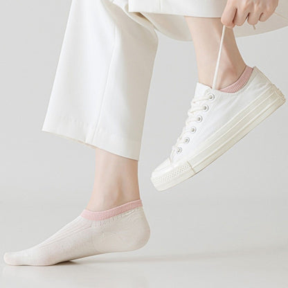 Anna-Kaci Women's Ribbed No Show Socks with Contrast Circular Heel Opening Low Cut Soft Stretch 3-Pack