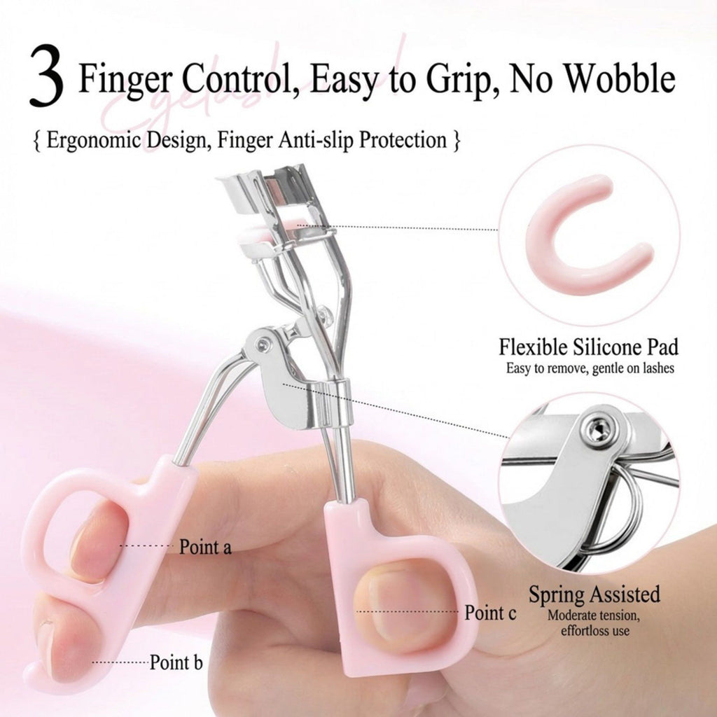 Soft Grip Eyelash Curler 2 Piece Set with Cushioned Handles for Smooth Lash Lift
