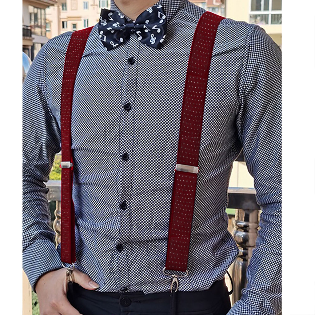 Anna-Kaci Men's Adjustable Suspenders 46in Elastic Suspenders with Clips for Formal & Casual Wear