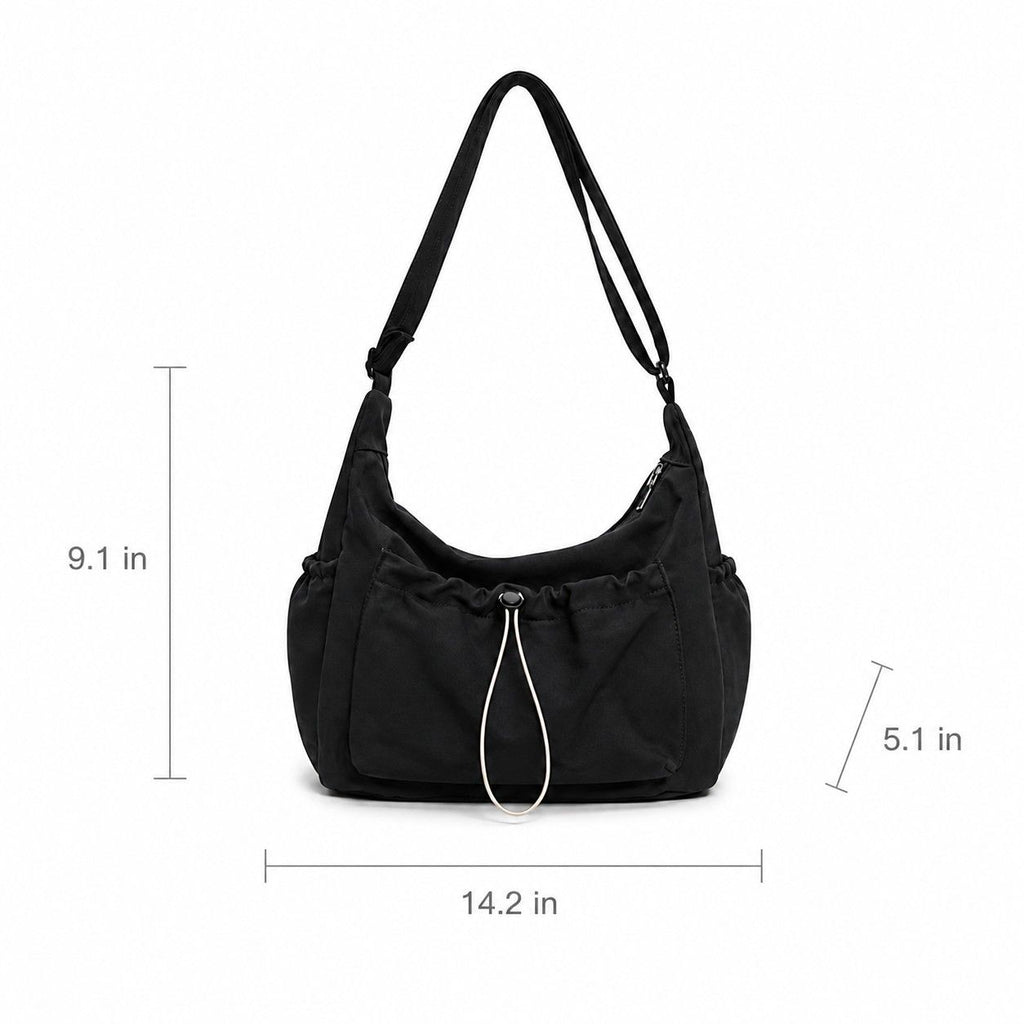 Crossbody Hobo Shoulder Bag with Adjustable Strap Zip Closure and Side Pockets