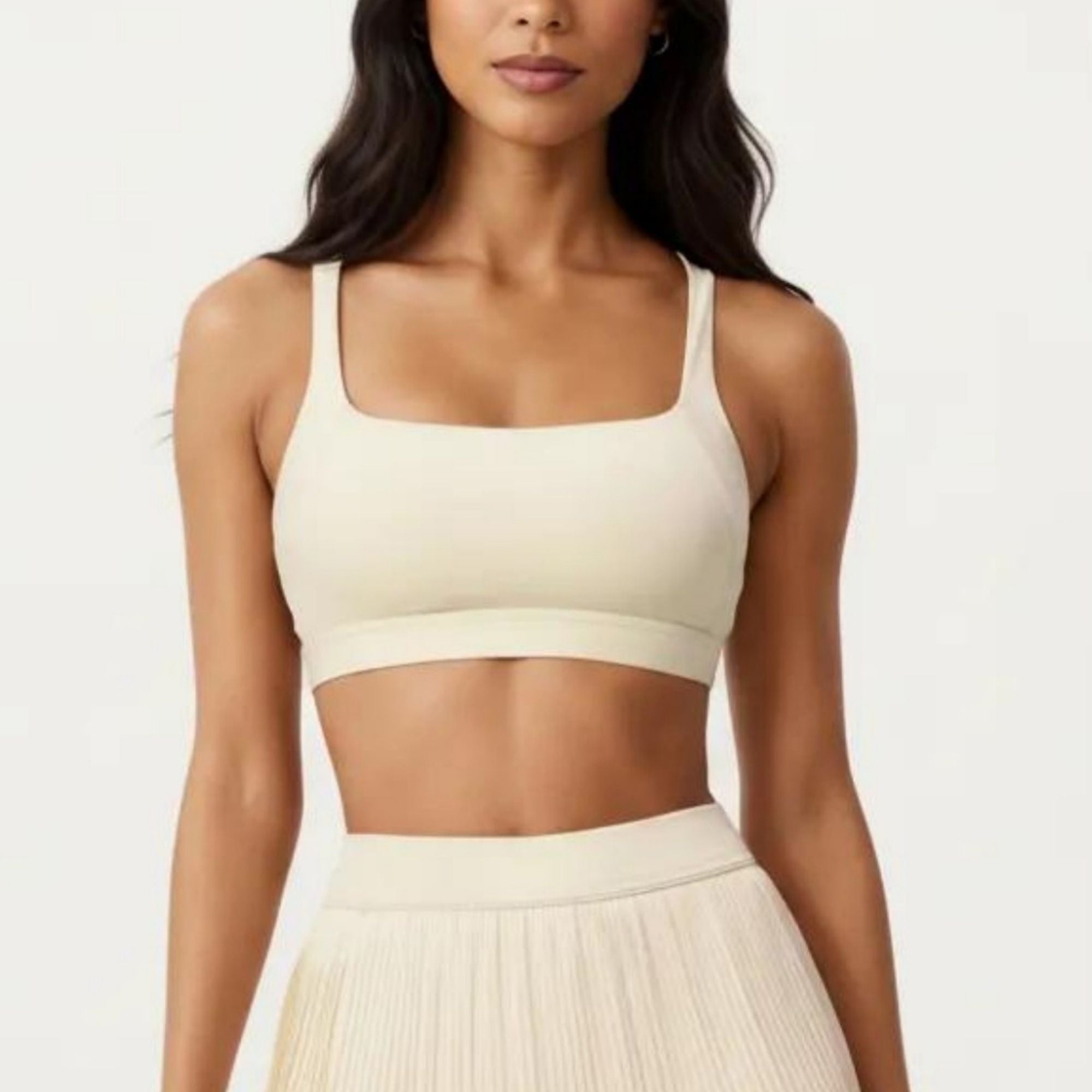 Anna-Kaci Active Women's Crisscross Back Sports Bra with Square Neck and Smooth Stretch Fit