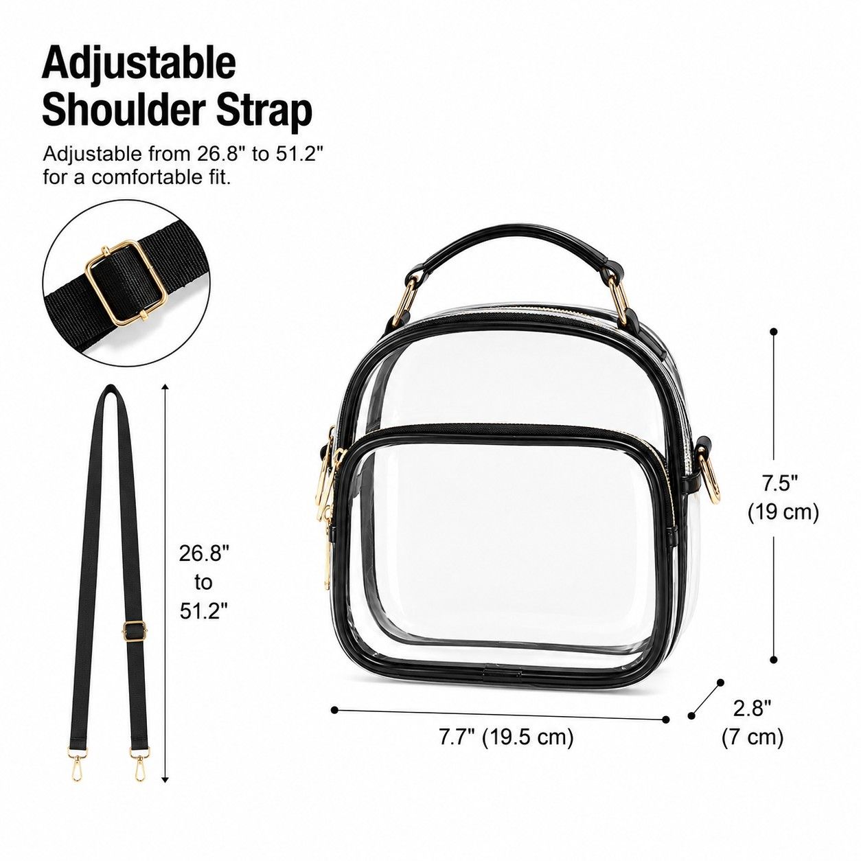 Clear Crossbody Bag with Phone Pocket and Adjustable Strap