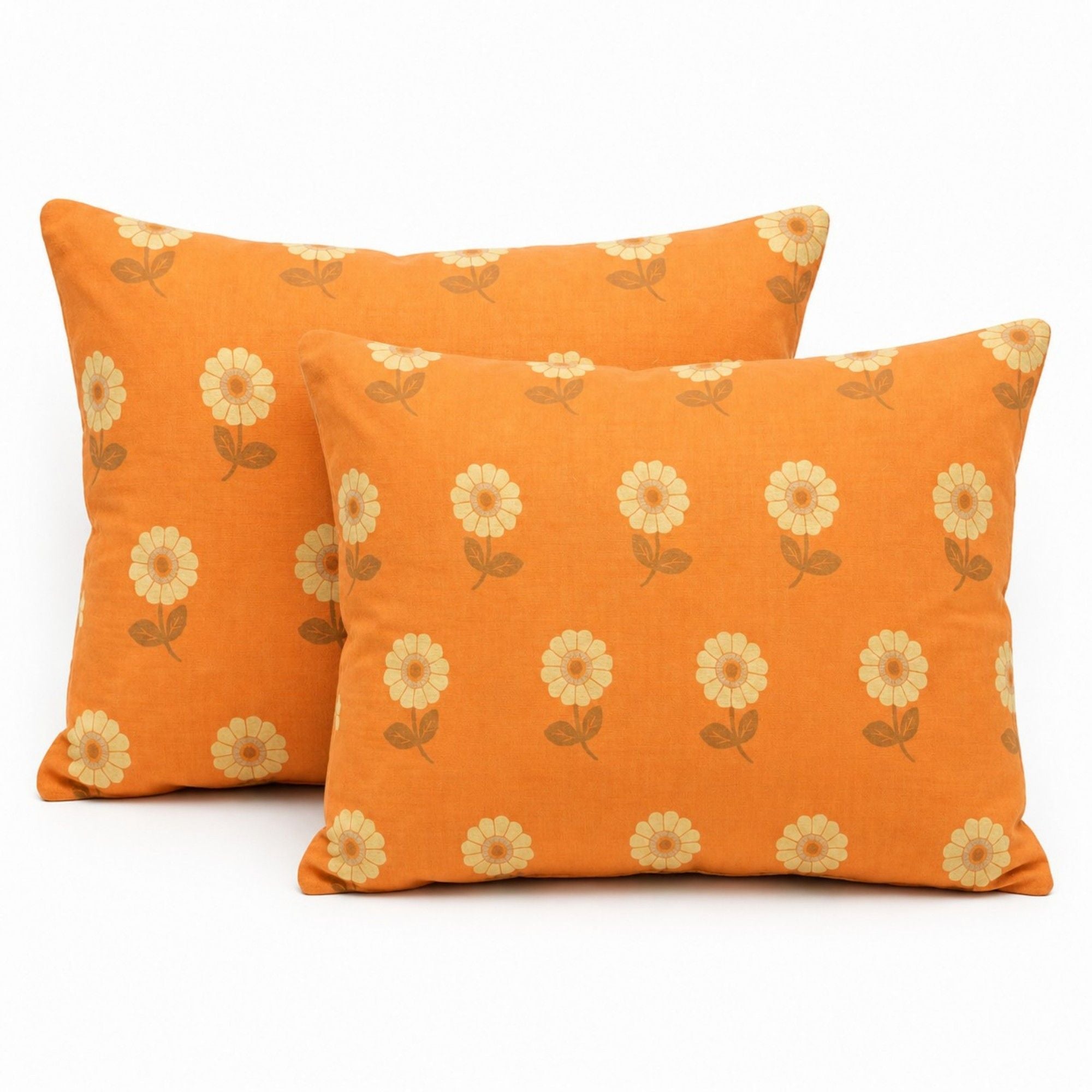 2-Piece Cotton Pillowcases with Vibrant Flower Print Design for Bedroom, Soft and Cozy Bedding Set 20x26in