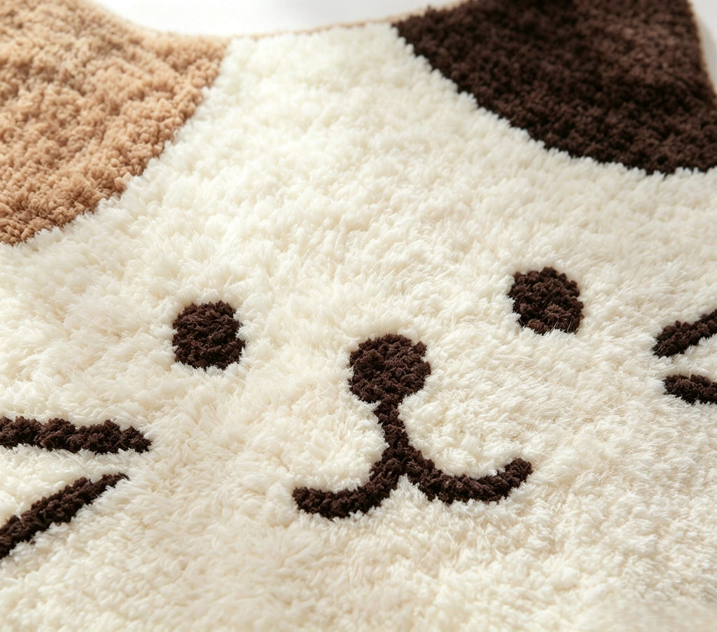 Cute Cat Head Shaped Bathroom Floor Mat Soft Water Absorbent with Anti-Slip Base