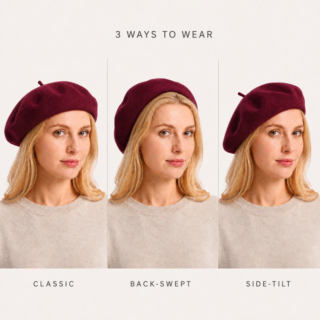 Wool Beret Hat Classic French Painter Cap Soft Felt Everyday Style