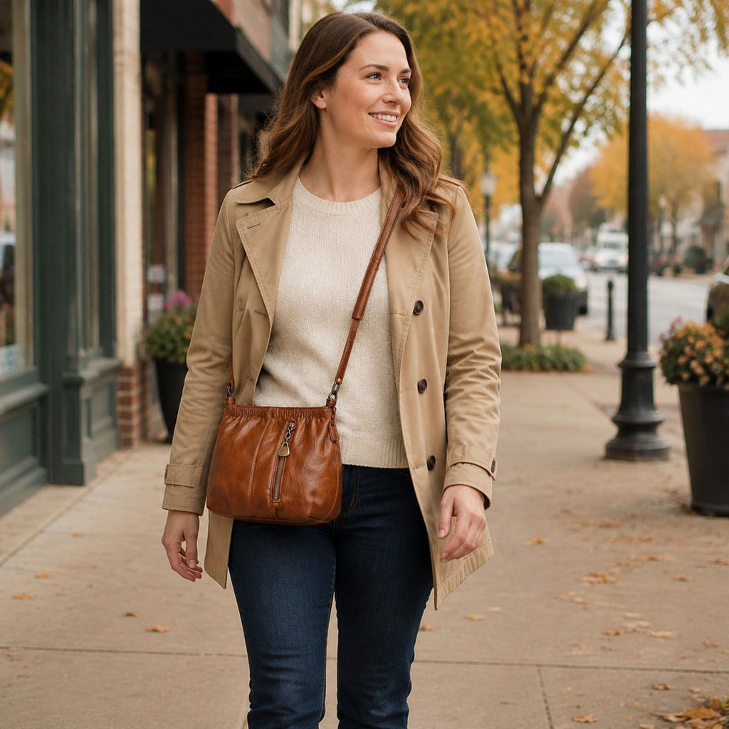 Soft Ruched Faux Leather Shoulder & Crossbody Bag