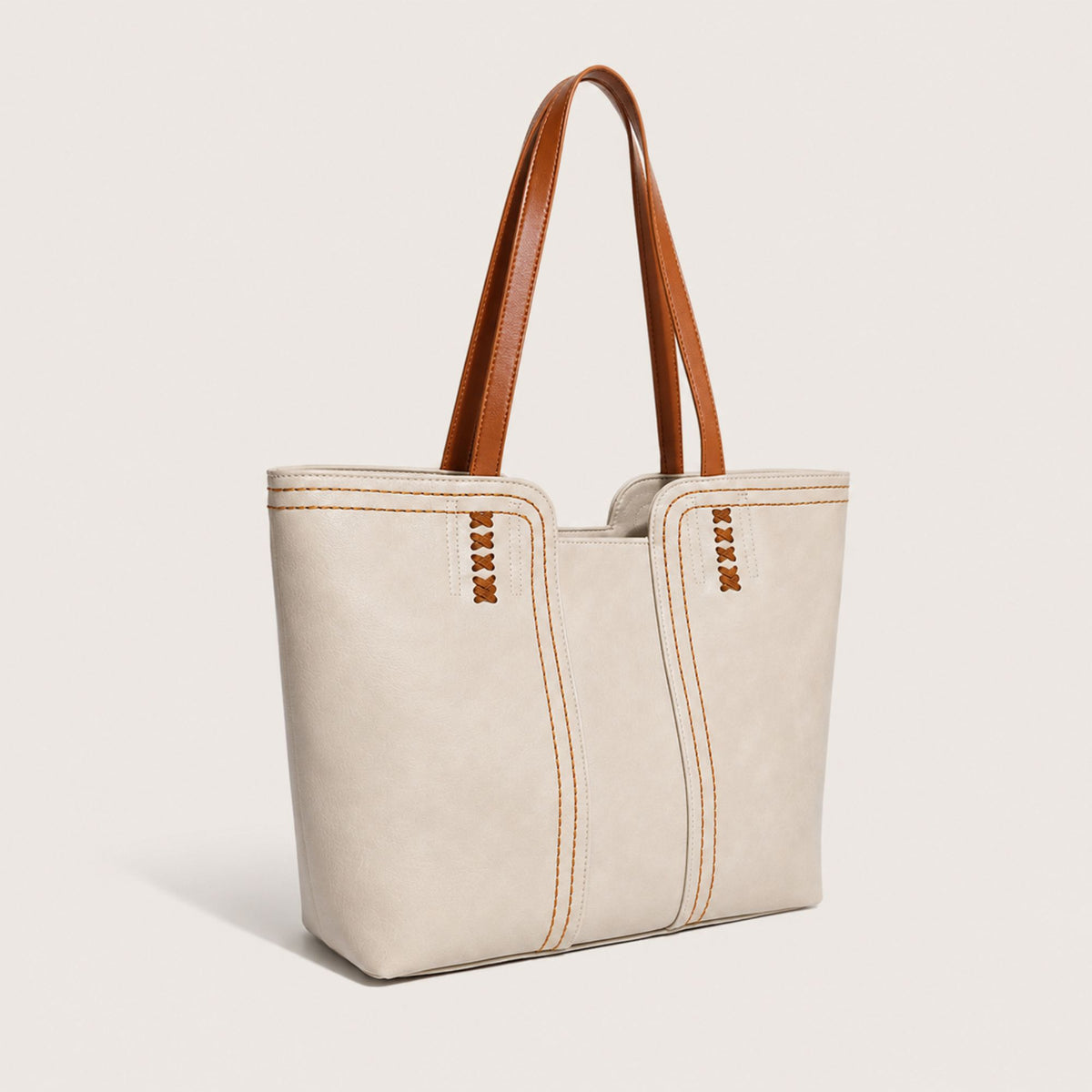 Faux Leather Tote Bag Shoulder Handbag with Zipper Closure for Work