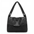 Flap Hobo Bag with Grommet Strap and Wide Shoulder Handle 11.8x9.5x4in