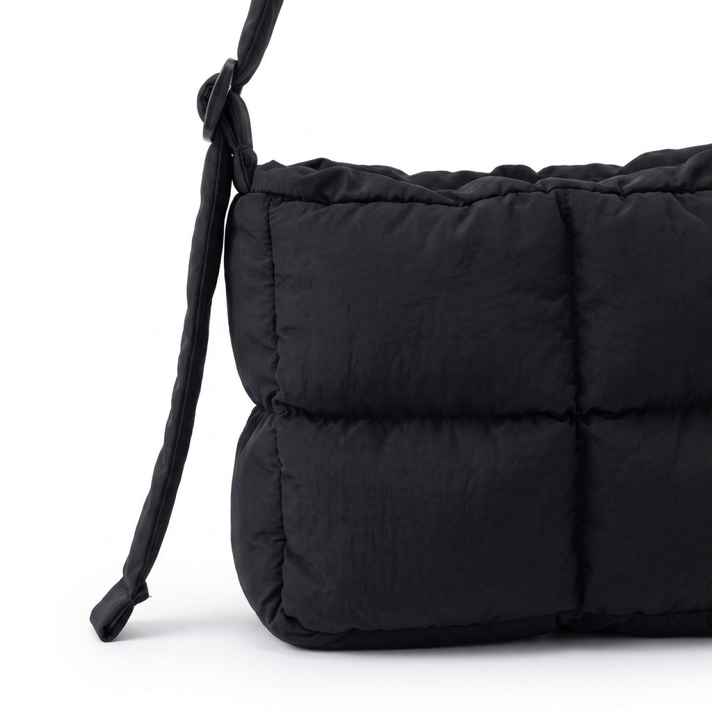 Grid Quilt Padded Rectangular Crossbody Bag with Adjustable Slim Shoulder Strap 9.8x7.9x3.5