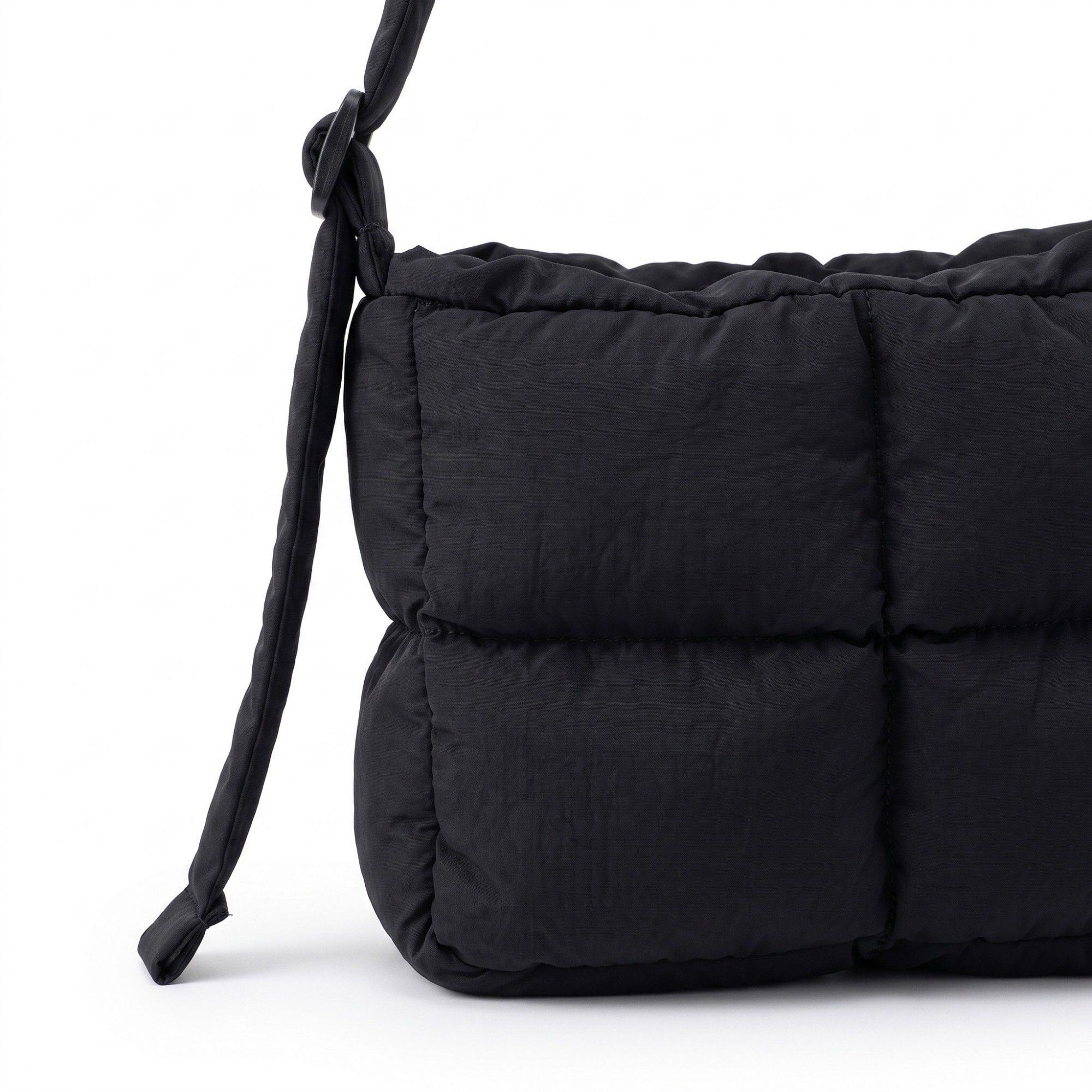 Grid Quilt Padded Rectangular Crossbody Bag with Adjustable Slim Shoulder Strap 9.8x7.9x3.5