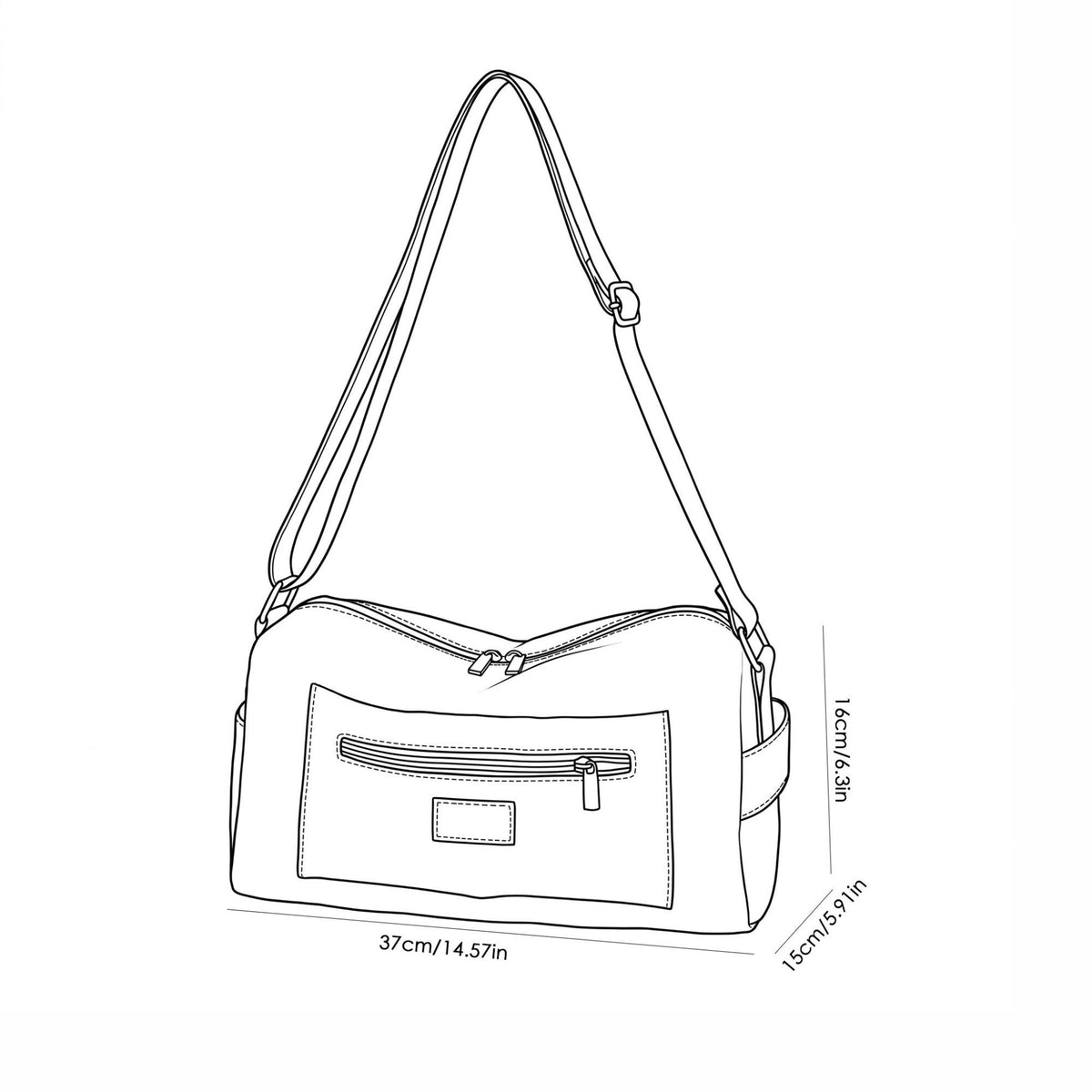 Shoulder Bag Adjustable Strap Multi Pocket Casual Crossbody Bag