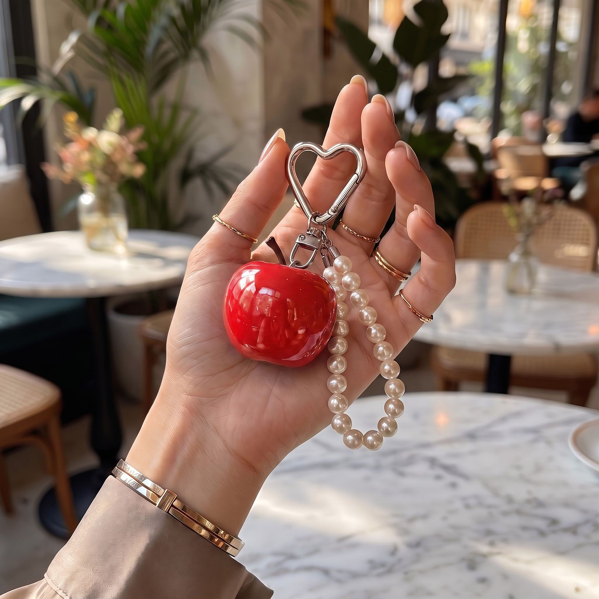 Bag Charm with Hanging Clip and Decorative Accent