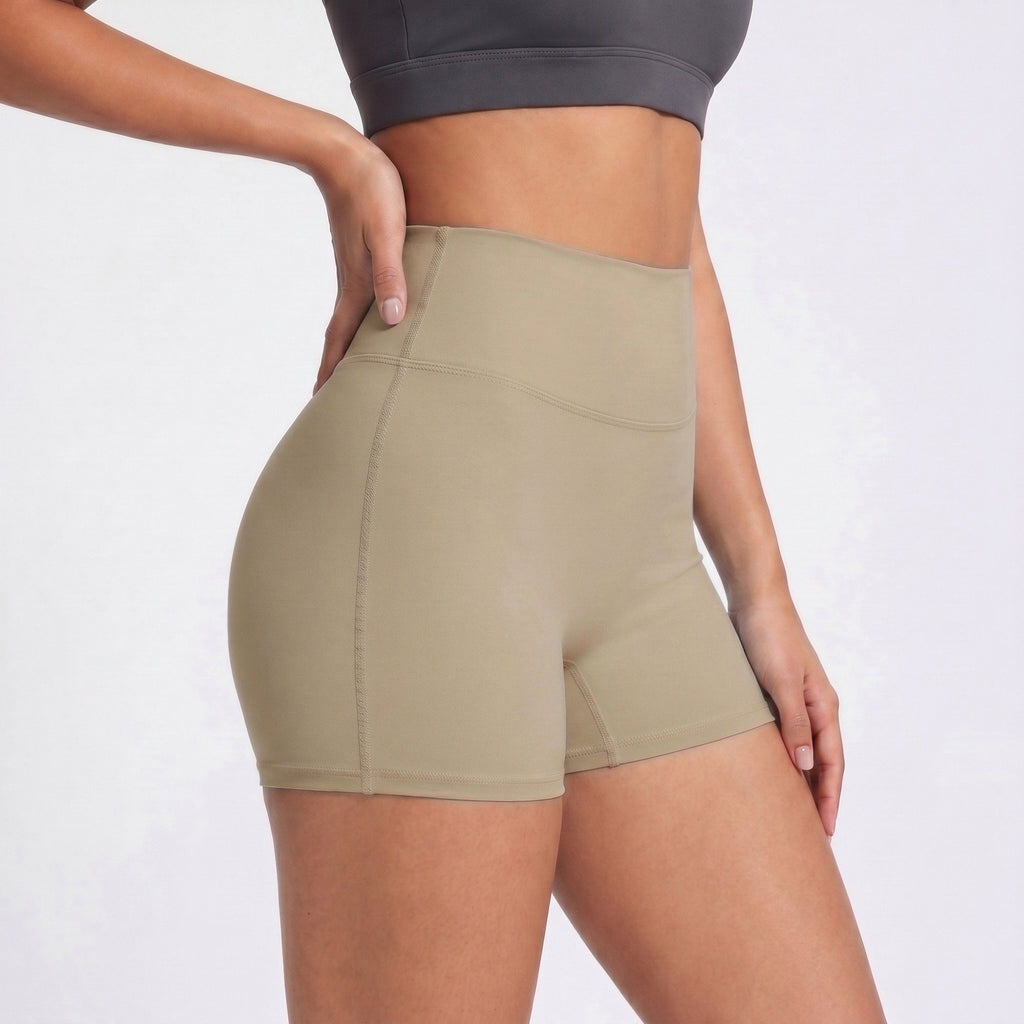 High Waist Workout Biker Shorts Wide Waistband Yoga Training Active Shorts
