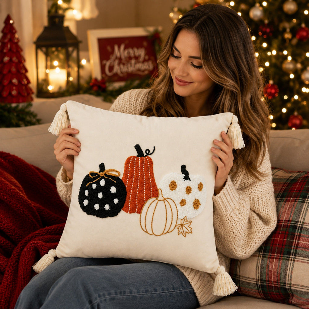Autumn Tassel Throw Pillow Cover Square Decorative Cushion Cover