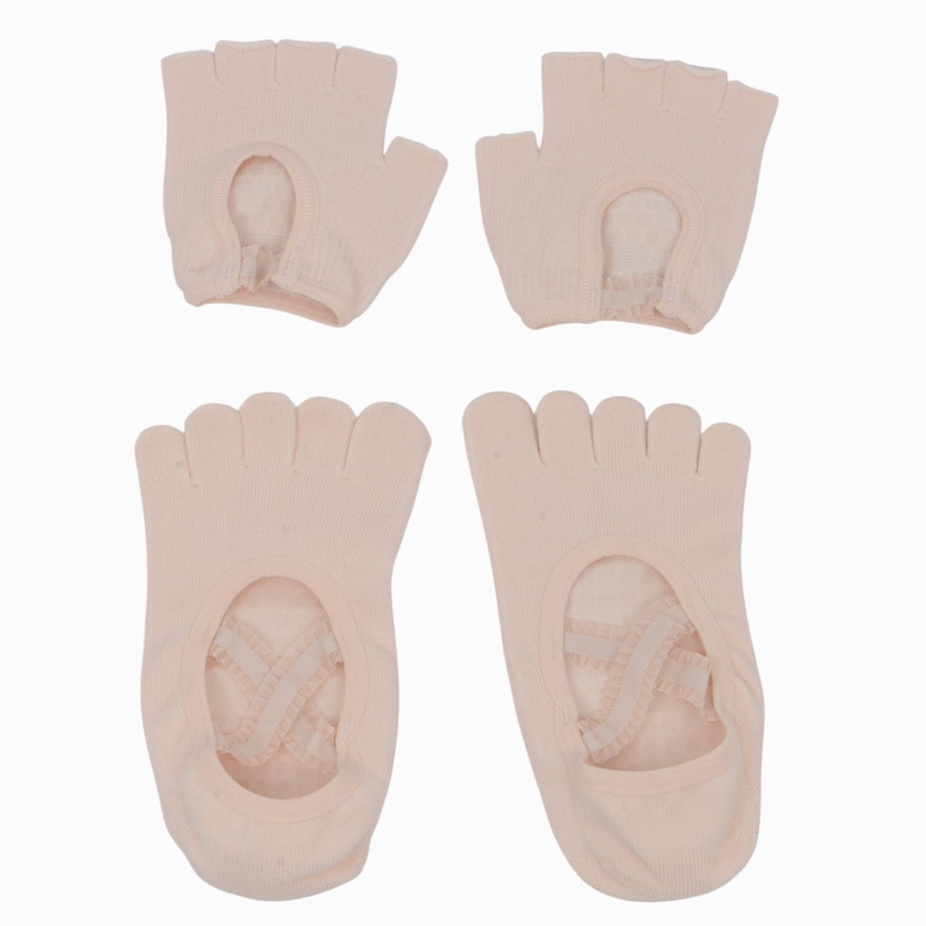 Anna-Kaci Women's Yoga Socks and Gloves Set with Anti-Slip Grip for Pilates and Barre Workouts