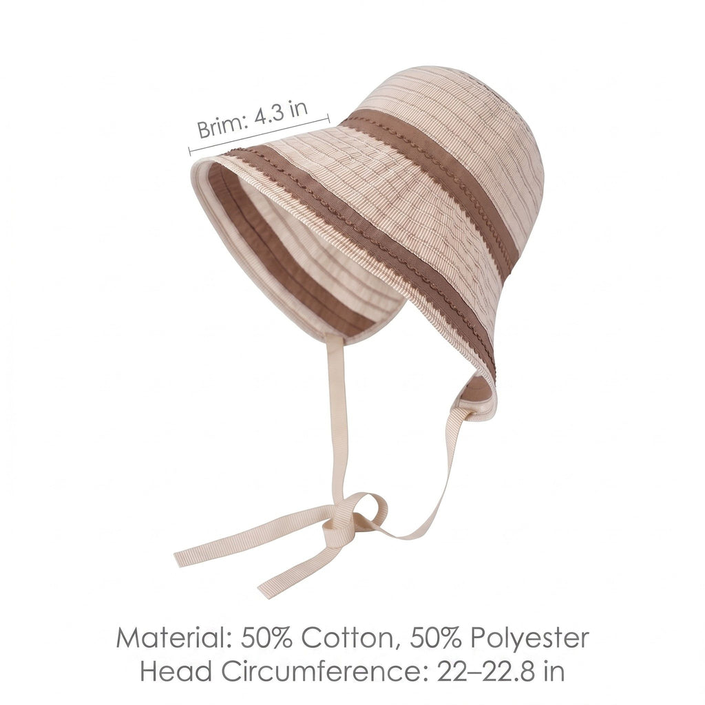 Striped Bucket Sun Hat Wide Brim Adjustable Chin Strap Packable Beach Hat