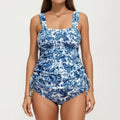 Anna-Kaci Swim Women's Floral Print Maternity Tankini Set with Adjustable Side Ties and Ruched Design