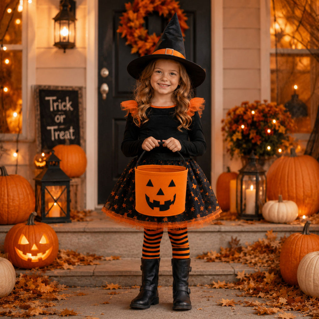 Halloween Felt Candy Bucket Pumpkin Trick or Treat Basket Large Capacity Holiday Storage Tote Bag